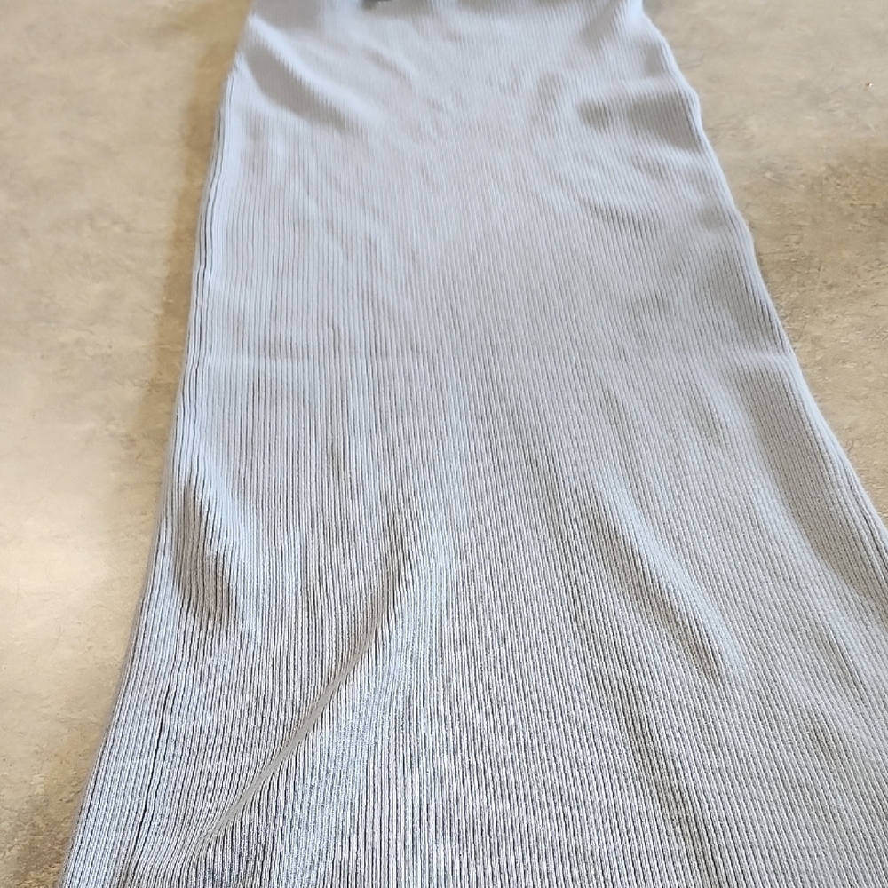 Light Blue Ribbed Maxi Skirt